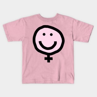 Female Pink Smiley Face Kids T-Shirt